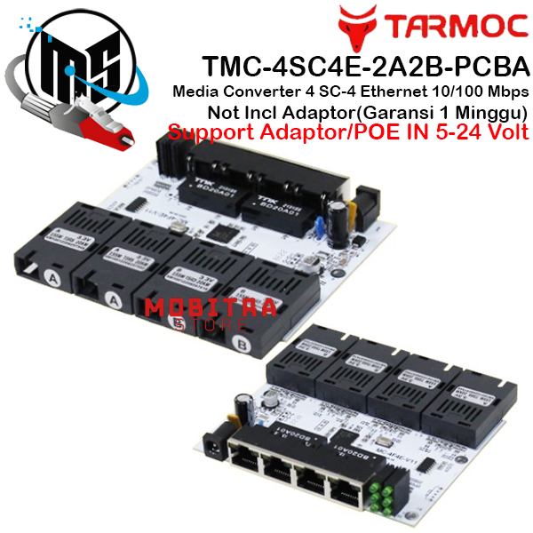 Tarmoc TMC-4SC4E-2A2B-P-PCBA | Media Converter 4FO 4LAN 10/100 POE IN