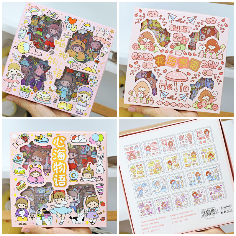 (BISA COD) Sticker Momo Isi 100 Lembar Per Box / 4 Warna Lucu Stiker 2D Botol Minum Korea Cute Mainan Anak Perempuan Kado Tempel Kiosbalitaaprilia