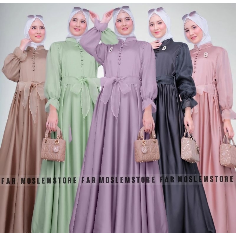 GAMIS MAXMARA PREMIUM VARIASI KANCING/DANIARA DRESS MIX ORGANZA/DRESS POLOS TERBARU/FASHION MUSLIM WANITA/FAR MOSLEMSTORE