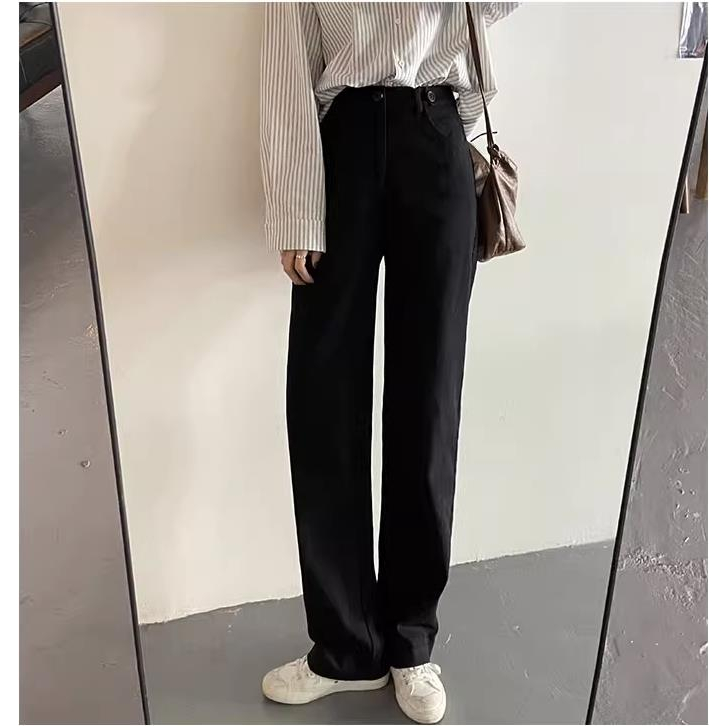 celana jeans wanita kekinian kulot/korean style highwaist import celana wanita terbaru premium polos retro straight jeans