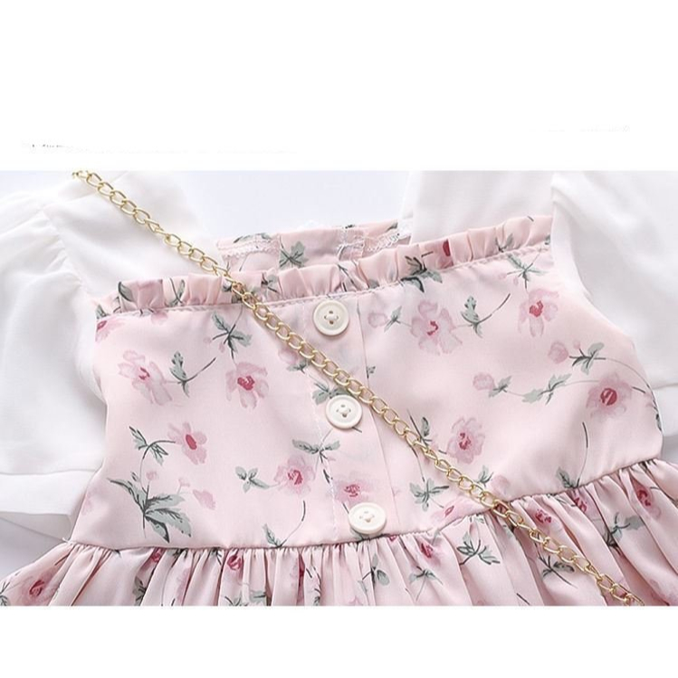 [FREE SLING BEAR ] Dress Tifa Bayi -  3 Tahun - Baju Anak Perempuan Import Drees Anak Lengan Pendek Bunga Floral babycinnamon