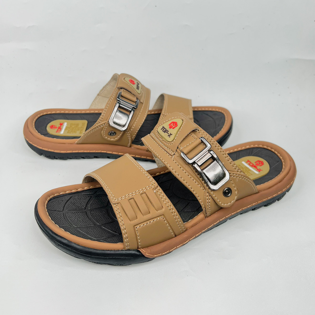 Sandal Pria Dewasa Slip On Kulit Sintetis Local Brand Sandal Selop