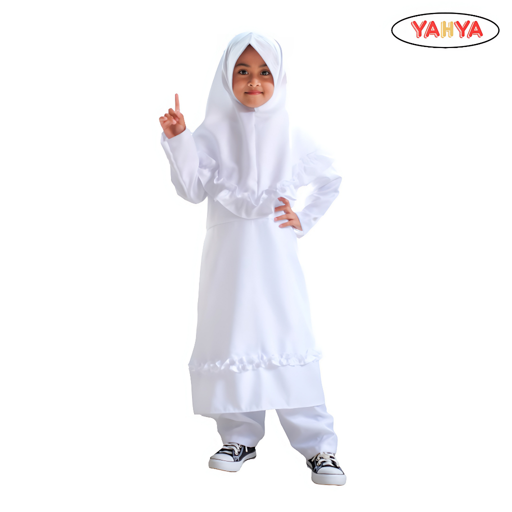 Termurah Salma Setelan Tunik Anak Putih Polos-Baju Muslim