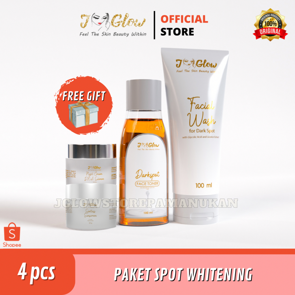 JGlow Skincare Paket Spot Whitening - Flek Whitening / Perawatan Wajah Kusam / Bpom / Original / Ter