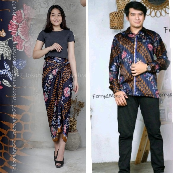 VOL.4 Couple Rok Lilit Kemeja Batik Panjang Kondangan Pasangan