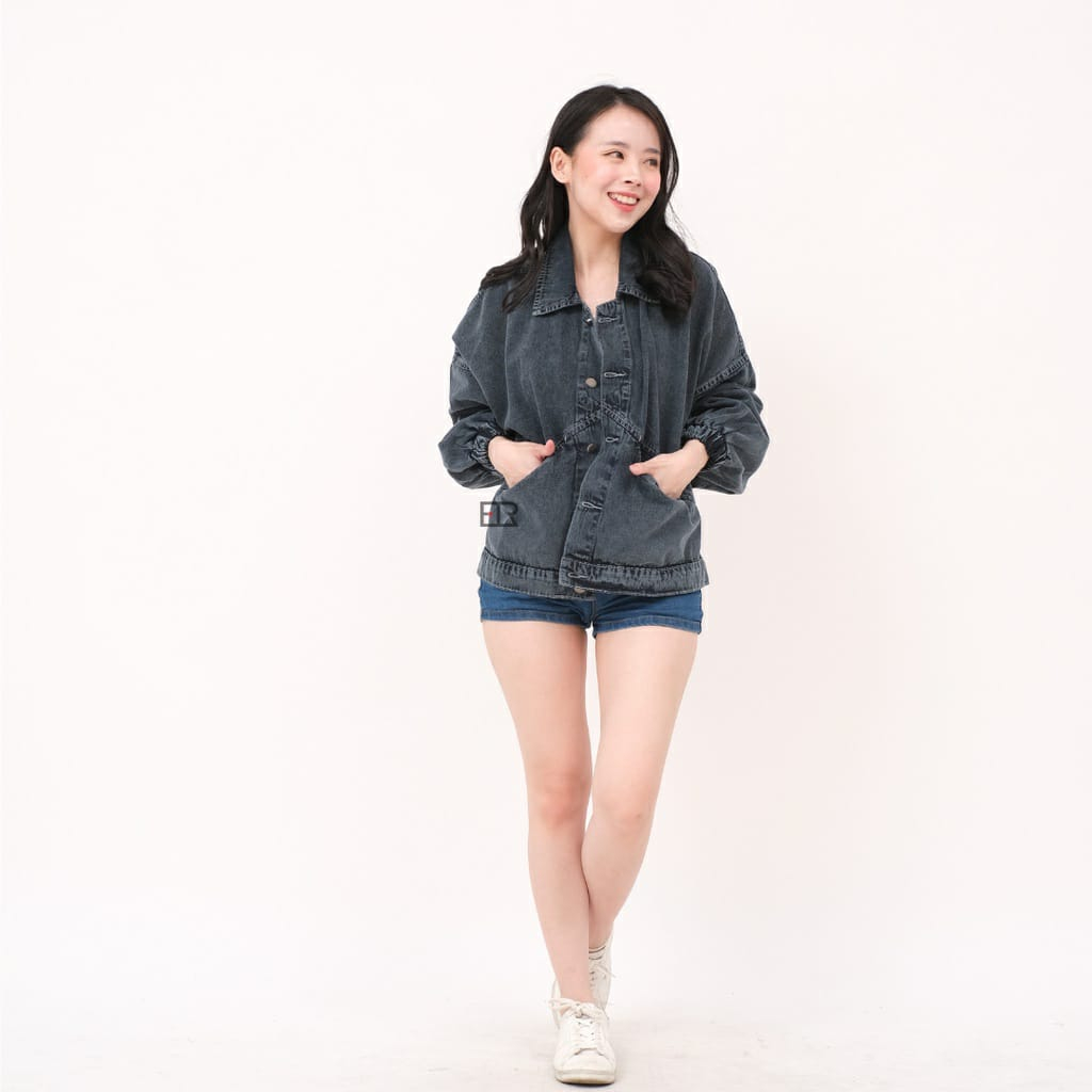MURAH !! JAKET JEANS JUMBO LENGAN KARET - VINTAGE JAKET JEANS WANITA - OVERSIZE JUMBO KOREAN SYTLE - ATASAN WANITA