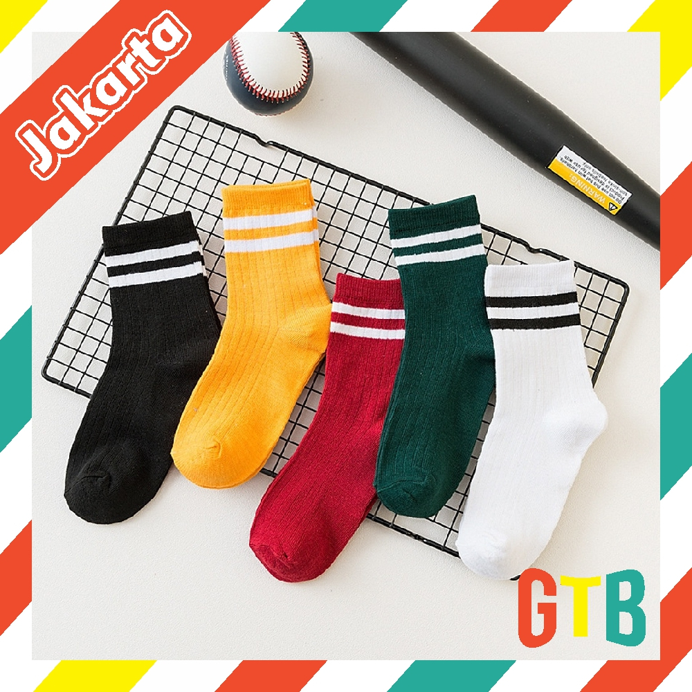 ❤️GTB❤️ Kaos Kaki Motif 2 Garis Atas Mata Kaki / Kaos Kaki Laki-Laki Perempuan KK143