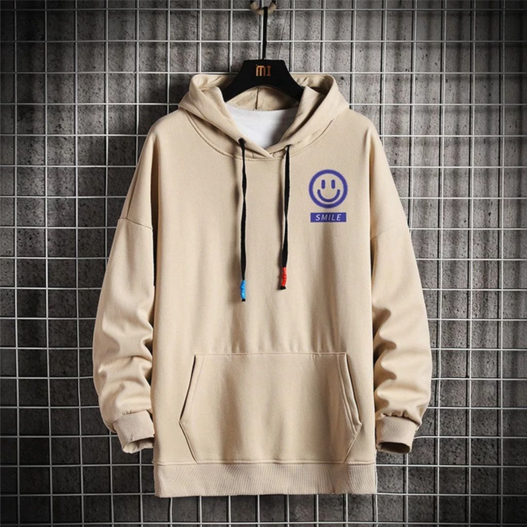 Hoodie LOGO SMILE Simple UNISEX Pria Wanita || Size L - XXL