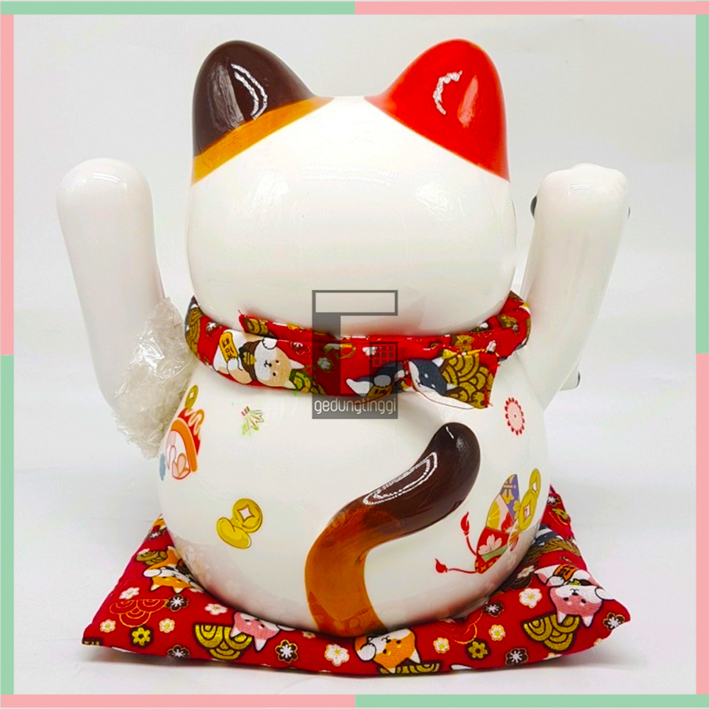 Pajangan Hiasan Patung Boneka Kucing Hoki Rejeki Lucky Cat Maneki Neko Maneko Neki Keberuntungan Keramik Ceramic Porselen China Cina Jepang Baterai Batre Batrai Batrei Listrik Ukuran Besar Big Size XL XXL 3XL Sedang Medium Kecil Small Toko Cafe Kafe Kasir