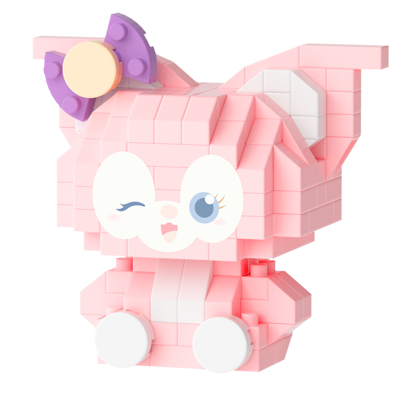 Mainan Balok Susun Karakter Cute Bersepeda kuromi Mainan Anak Lotso / Mainan Edukasi DIY Balok Blok Pink Bear / Nano Block  Hiasan Bunga Flowers Lego 3D Puzzle Brick Mini