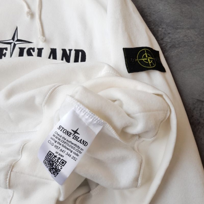 HOODIE JAKET SWEATER STONE ISLAND PUTIH BW FULLTAG &amp; LABEL