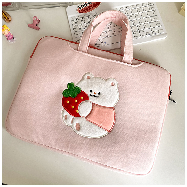 Sleeve Pouch Sarung Tas Bag Case Ipad Tab Tablet Macbook Air  Retina 15.4&quot; 15&quot; A1398 Pro Laptop Asus ZenBook Flip S UX370UA Acer Lenovo HP Huawei 11 12 13 14 15 inch Motif Gambar Kartun Warna Black Brown White Cute Murah Korean Model Tali Jinjing