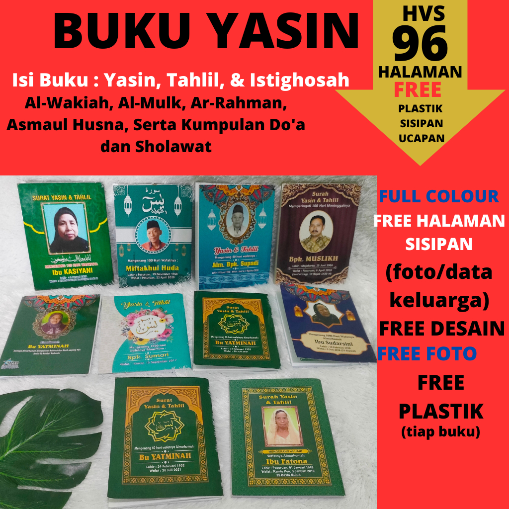 

Buku Yasin Dan Tahlil 96 Halaman (Gratis Design+foto+Plastik)