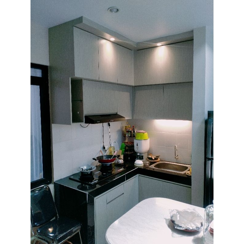 Kitchen set leter L serat kayu minimalis (Custom)