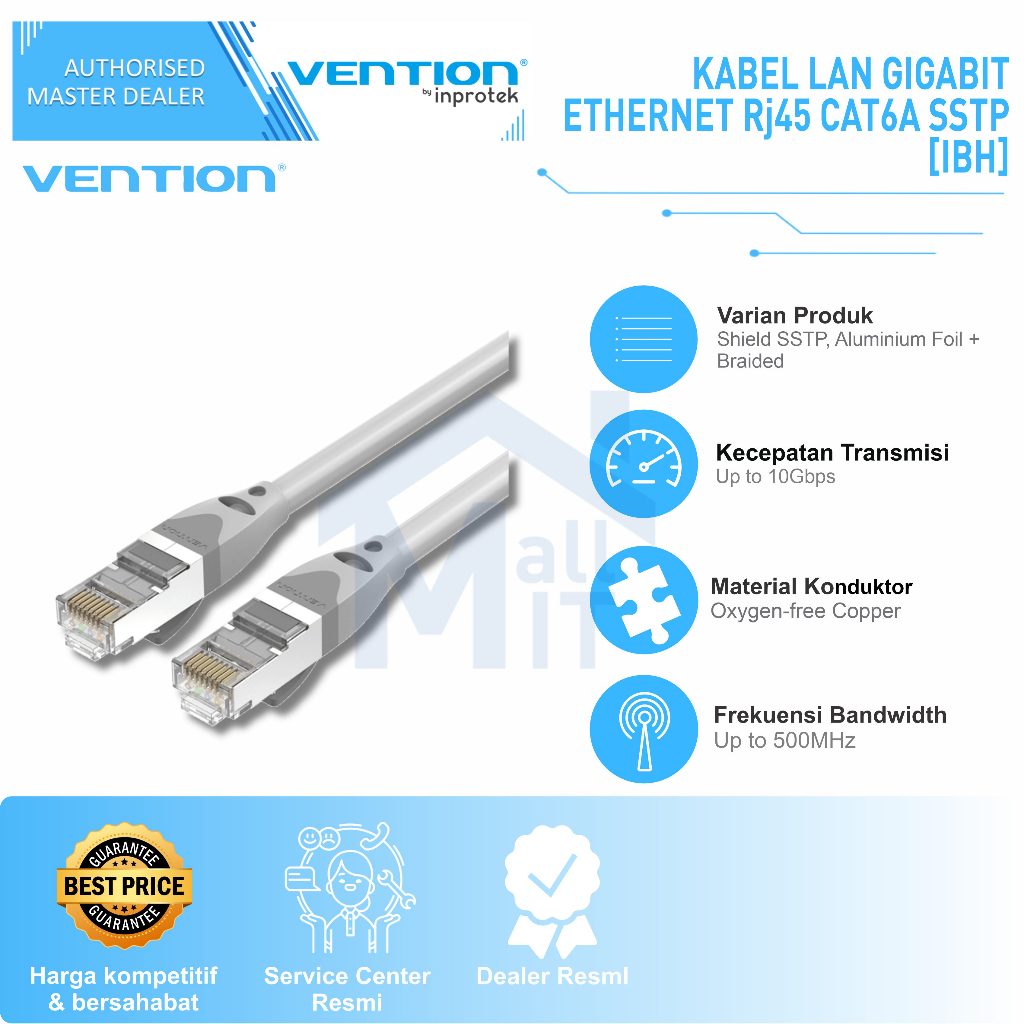 ( Bisa Cod ) Vention Kabel LAN Gigabit Ethernet RJ45 Cat 6a SFTP 10Gbps Outdoor IBH