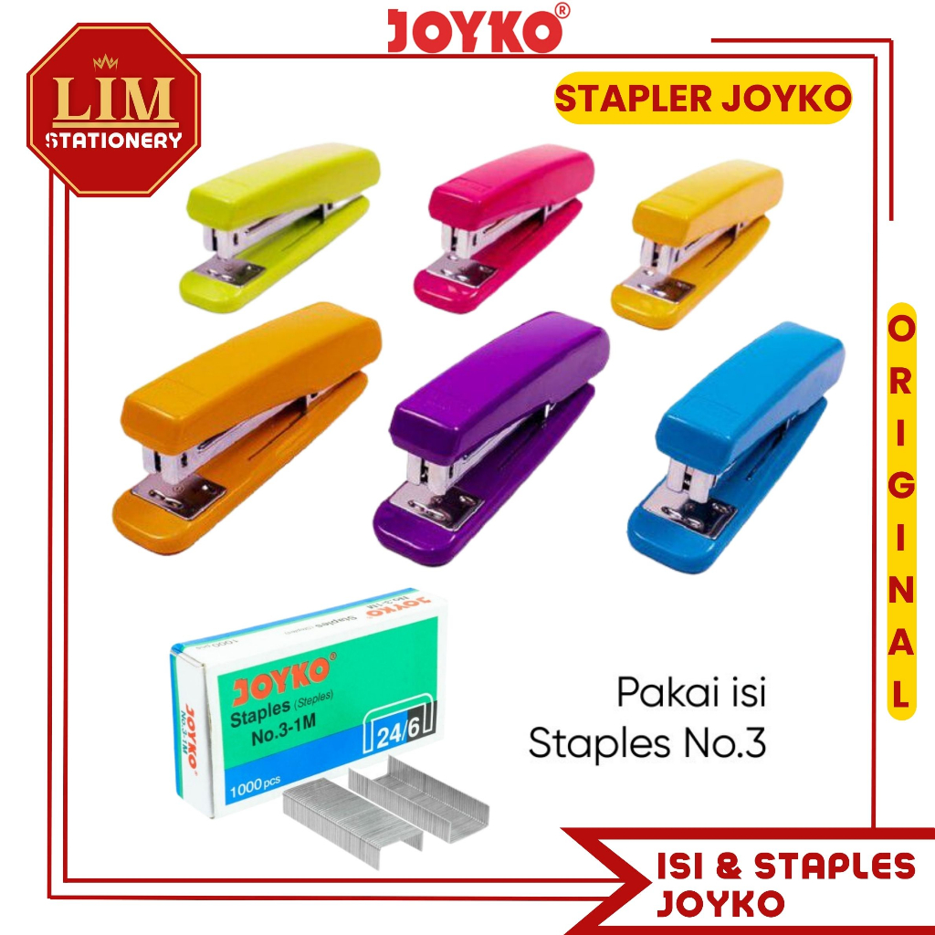 

Stapler Joyko / Staples Besar Warna / Isi Staples No.3 (Pcs) HD-50CL / NO.3-1M