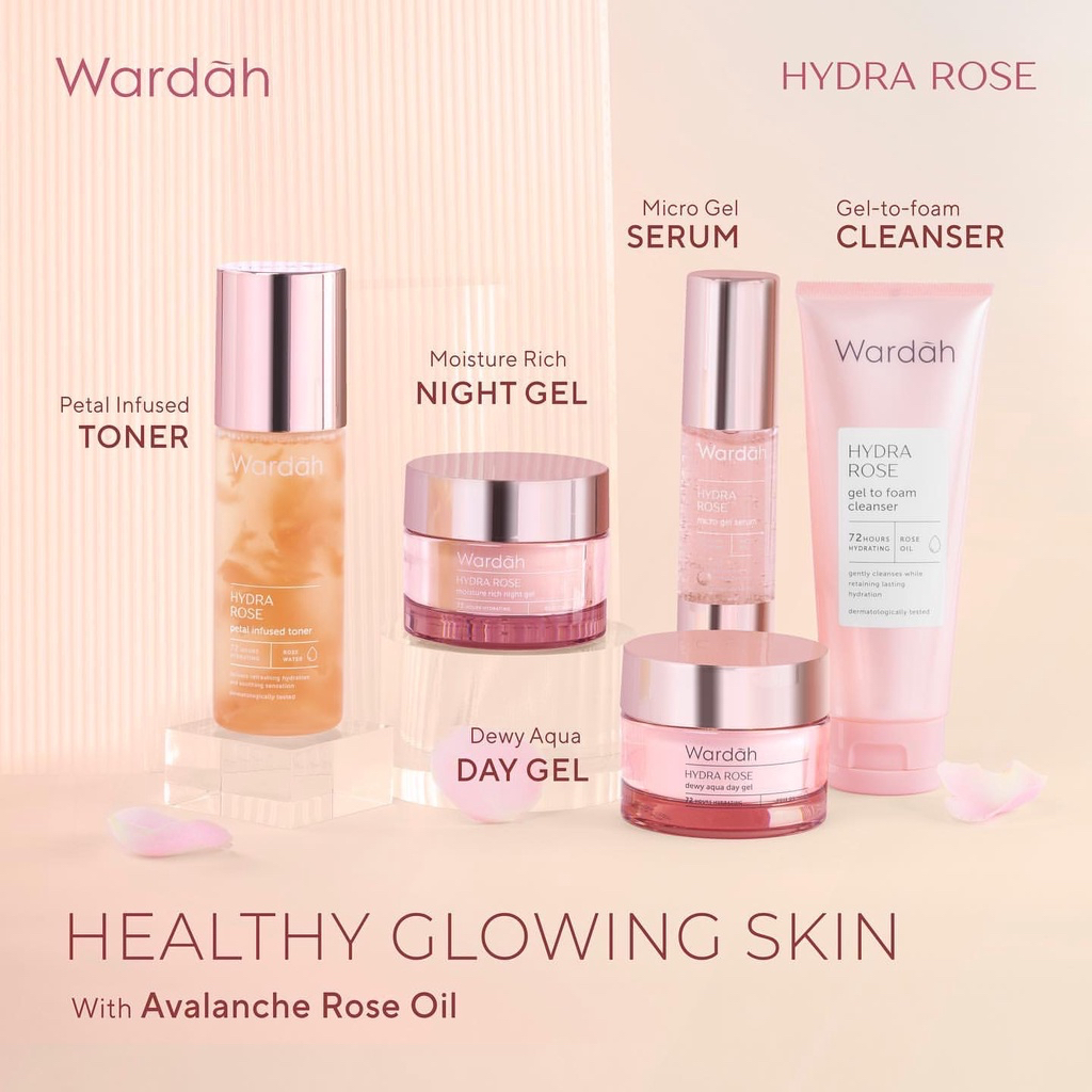 WARDAH Hydra Rose Dewy Aqua Day Gel Indonesia / Pelembab Wajah 17ml 40g / 72 Hours Hydrating Rose Oil Preserves And Protects Hydration All Day Long / Melembabkan Moisturizing Hydrating Muka / Skincare Face Care Series / Cleanser Toner Serum Night Cream