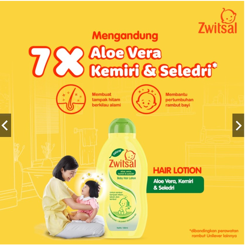 [BPOM] ZWITSAL Baby Hair Lotion 100 ml / Natural Aloevera AVKS / Minyak Rambut / MY MOM