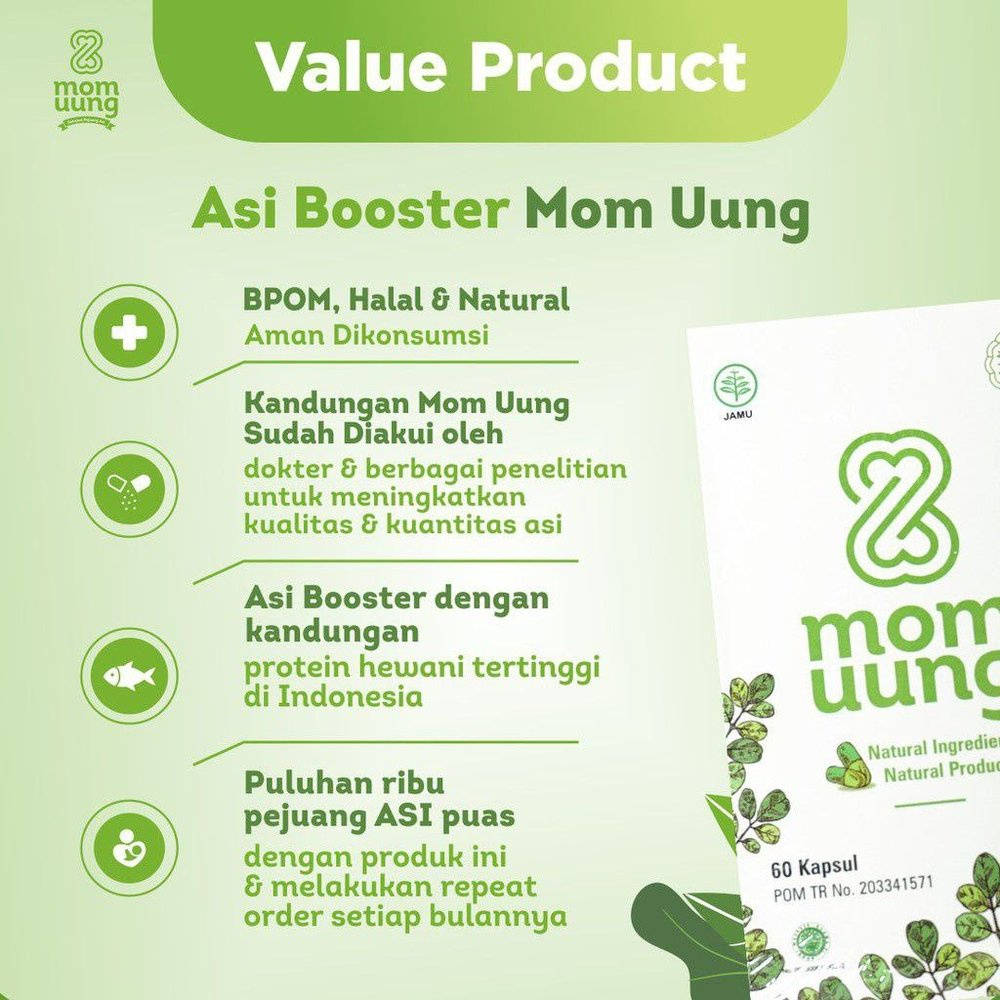 KELORCAP MOM UUNG BOOSTER ASI PELANCAR ASI 30 60 KAPSUL HALAL BPOM HERBAL