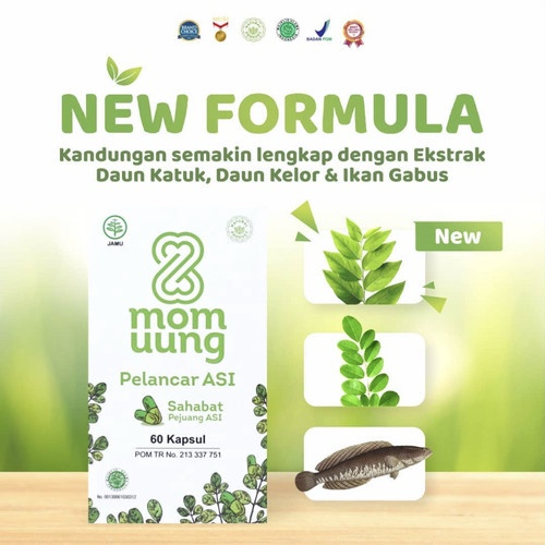 KELORCAP MOM UUNG BOOSTER ASI PELANCAR ASI 30 60 KAPSUL HALAL BPOM HERBAL