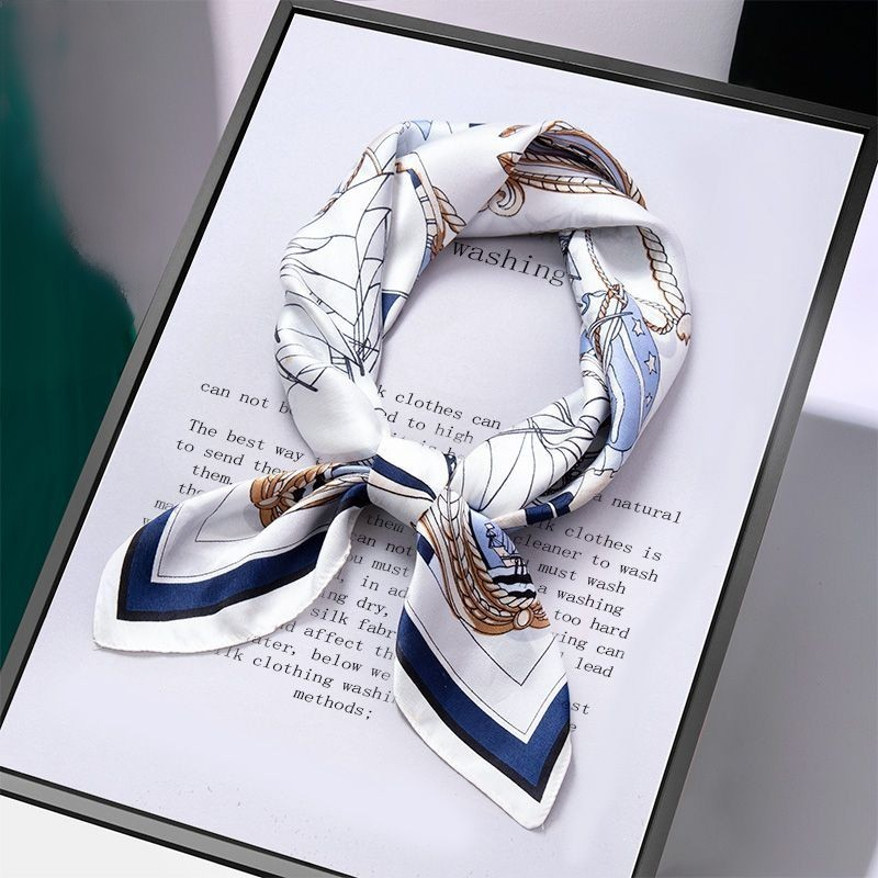 Syal Wanita Sutra Soft Scarf 70×70 Leher Fashion Import  Korea Stye Premium Scarf Tas Aksesoris Sederhana Pencetakan Selendang Kebaya