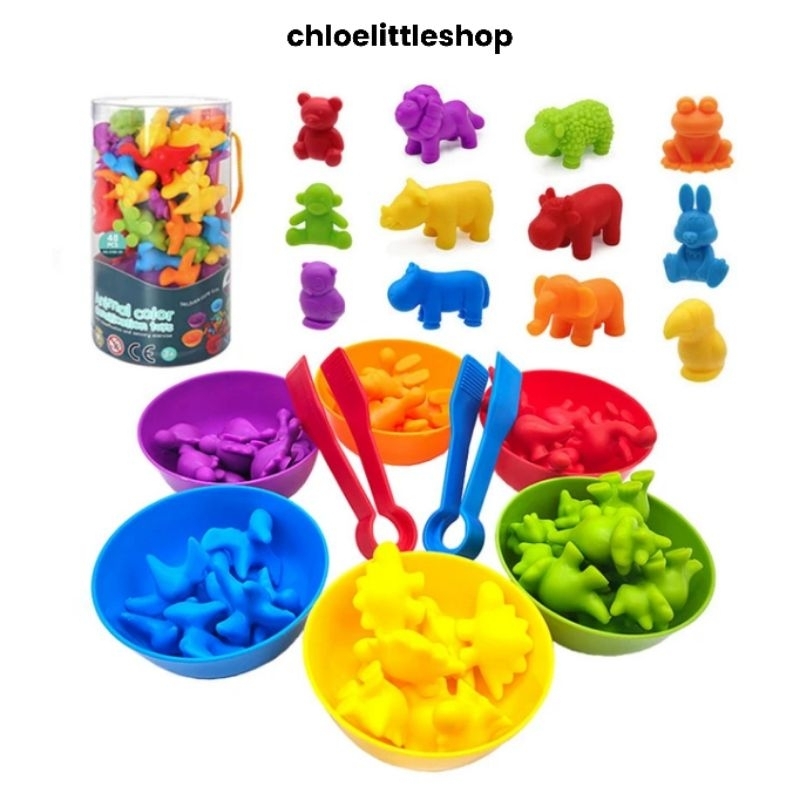 TOYS | Rainbow Counting Soft Rubber Toy / Classification Toys with Bowl