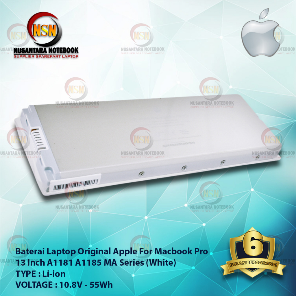 Baterai Apple Mac 13Inch A1181 A1185 MA Series 10.8V 55Wh