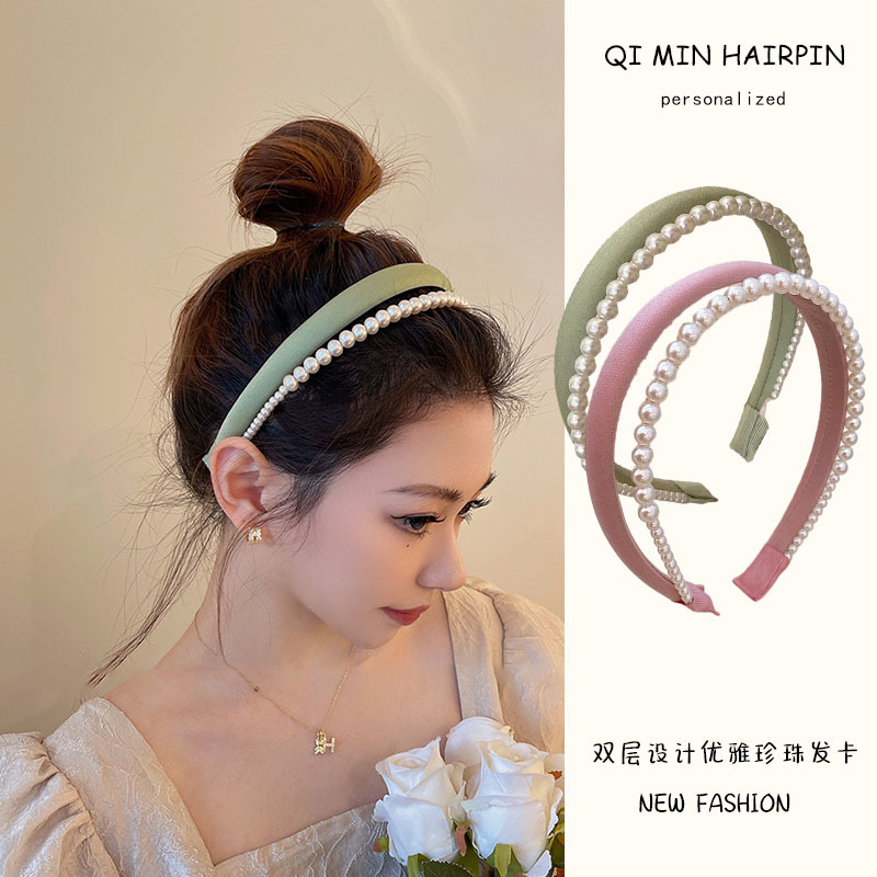 Caliloops Bando Bandana Busa Mutiara Korean Headband Polos Idira