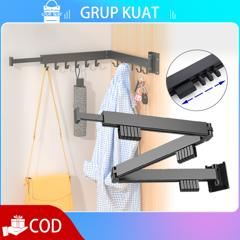 3STEP 120CM Jemuran Dinding Lipat Jemuran Aluminium Gantung Jemuran Baju Dinding Jemuran Lipat Serba