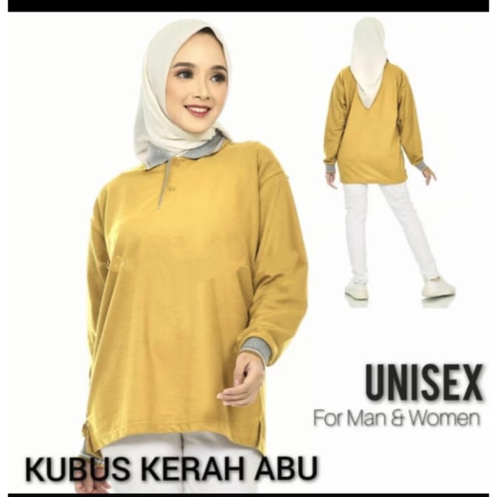 Kaos Kerah FO LIST Panjang Wanita warna Mustard - Kaos Kerah Lengan Panjang FO LIST KOMBINASI - Kaos