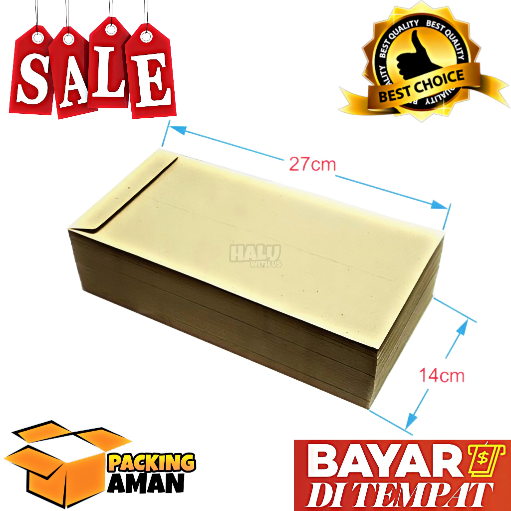 

(BISA COD) PROMO 100 Pcs Amplop Coklat Ukuran Kabinet 14 x 27 CM / Amplop Coklat Samson Kabinet