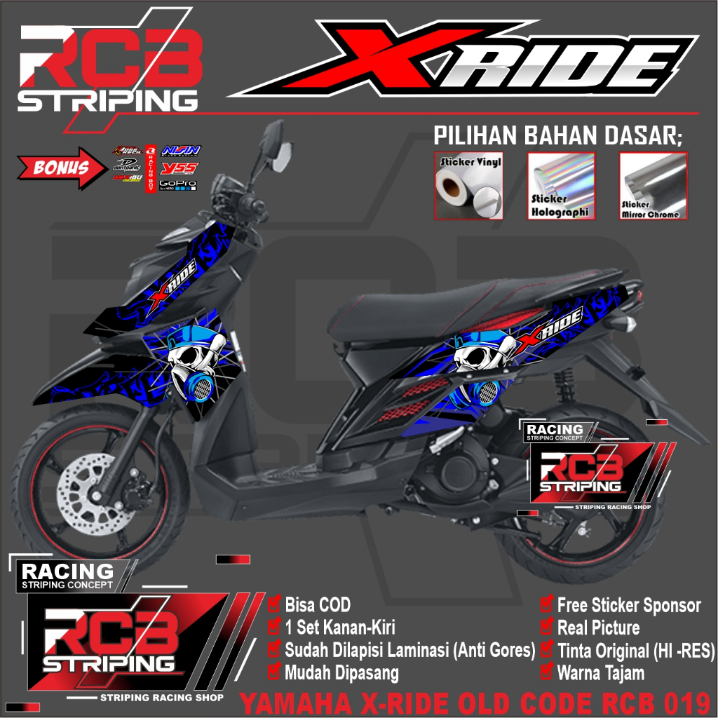STICKER STIKER MOTOR X RIDE 115 X RIDE 115 LIST VARIASI YAMAHA X RIDE 115 DESAIN KEREN RCB 019