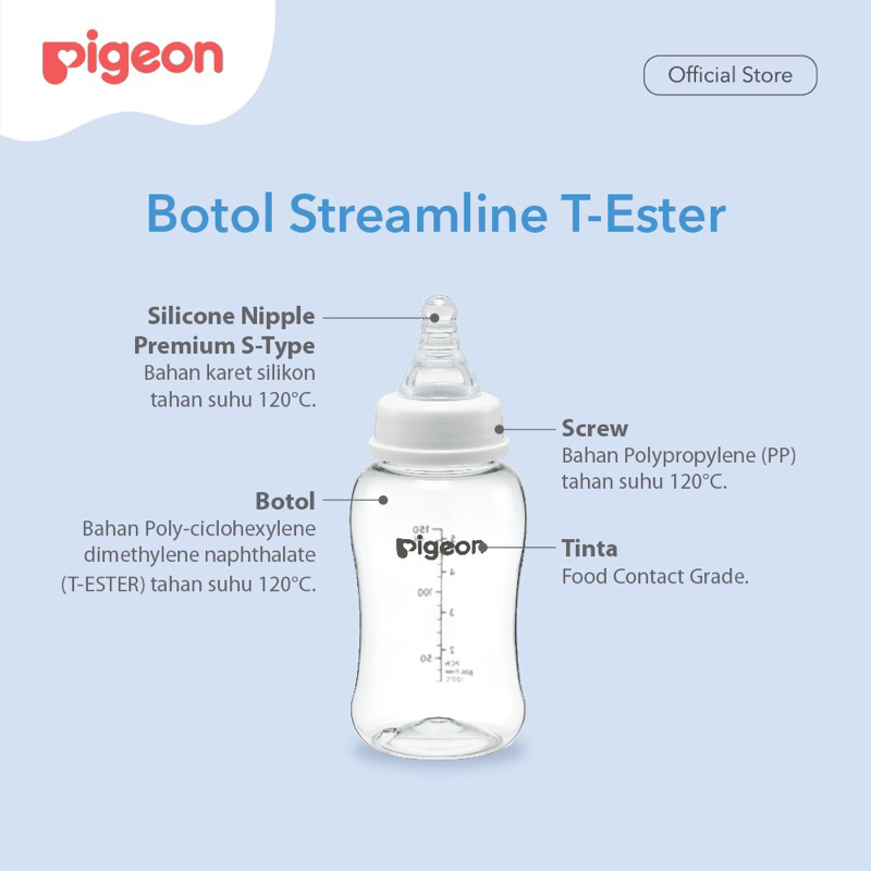 PIGEON Botol T-Ester Streamline 150ml &amp; 250ml with S-type Nipple