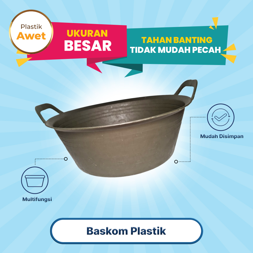 Baskom Plastik Besar Jumbo Serbaguna Kuping Anti Pecah 5 Liter Bak Air - Mufid