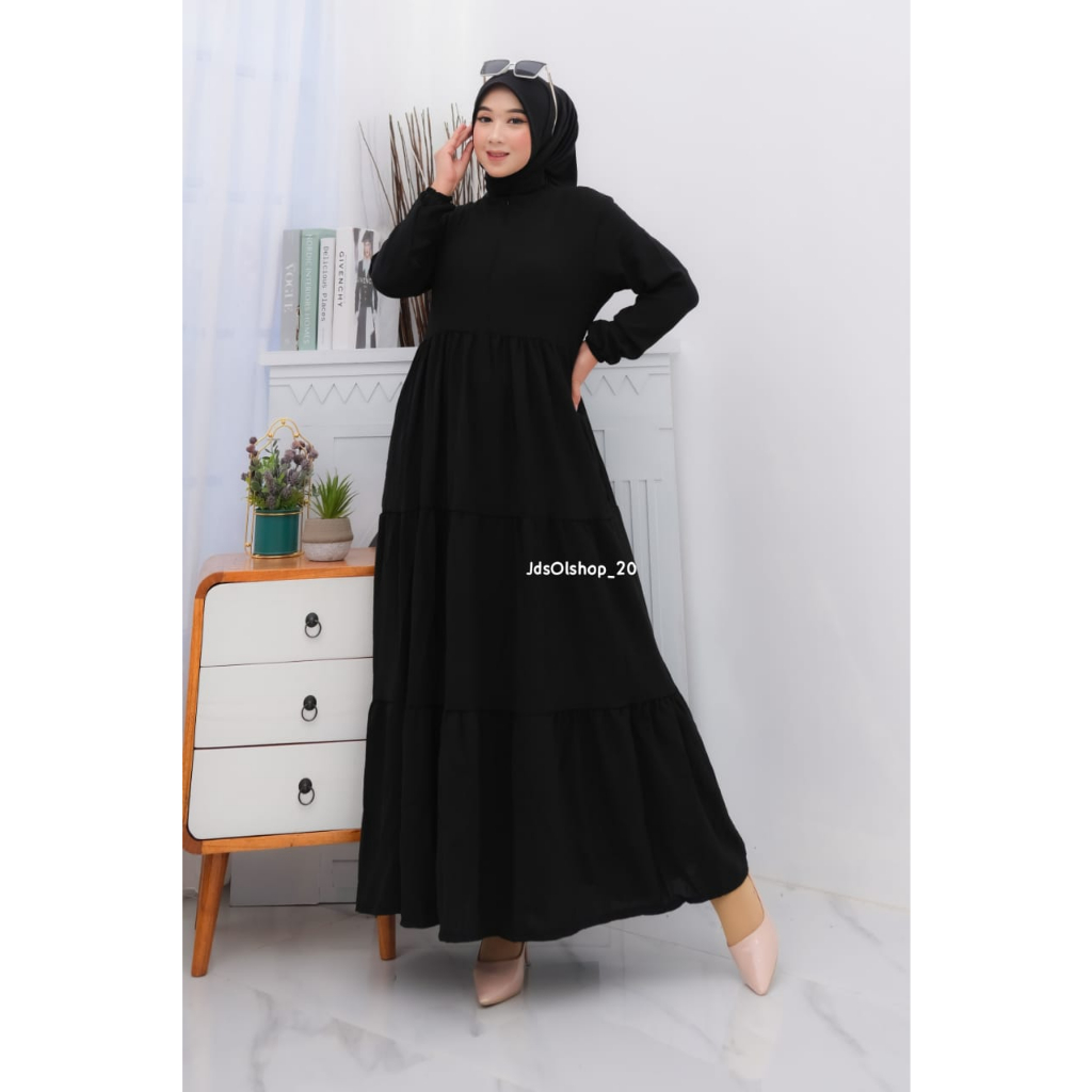 Rempel Susun Tali Bahan Crinkle Airflow / Busana Muslimah Terbaru / Gamis Wanita Terbaru