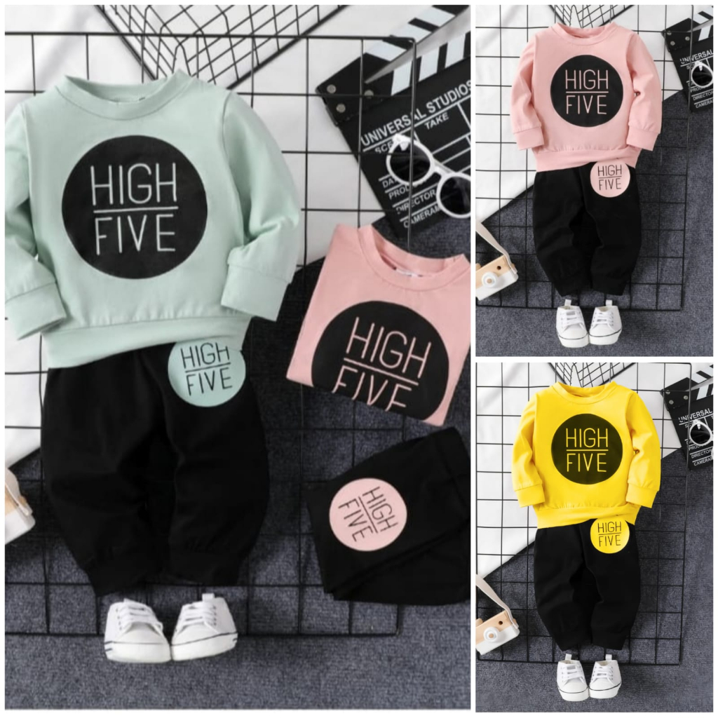 Setelan Sweater Anak High Five Baju Anak Perempuan Usia 1 - 6 Tahun