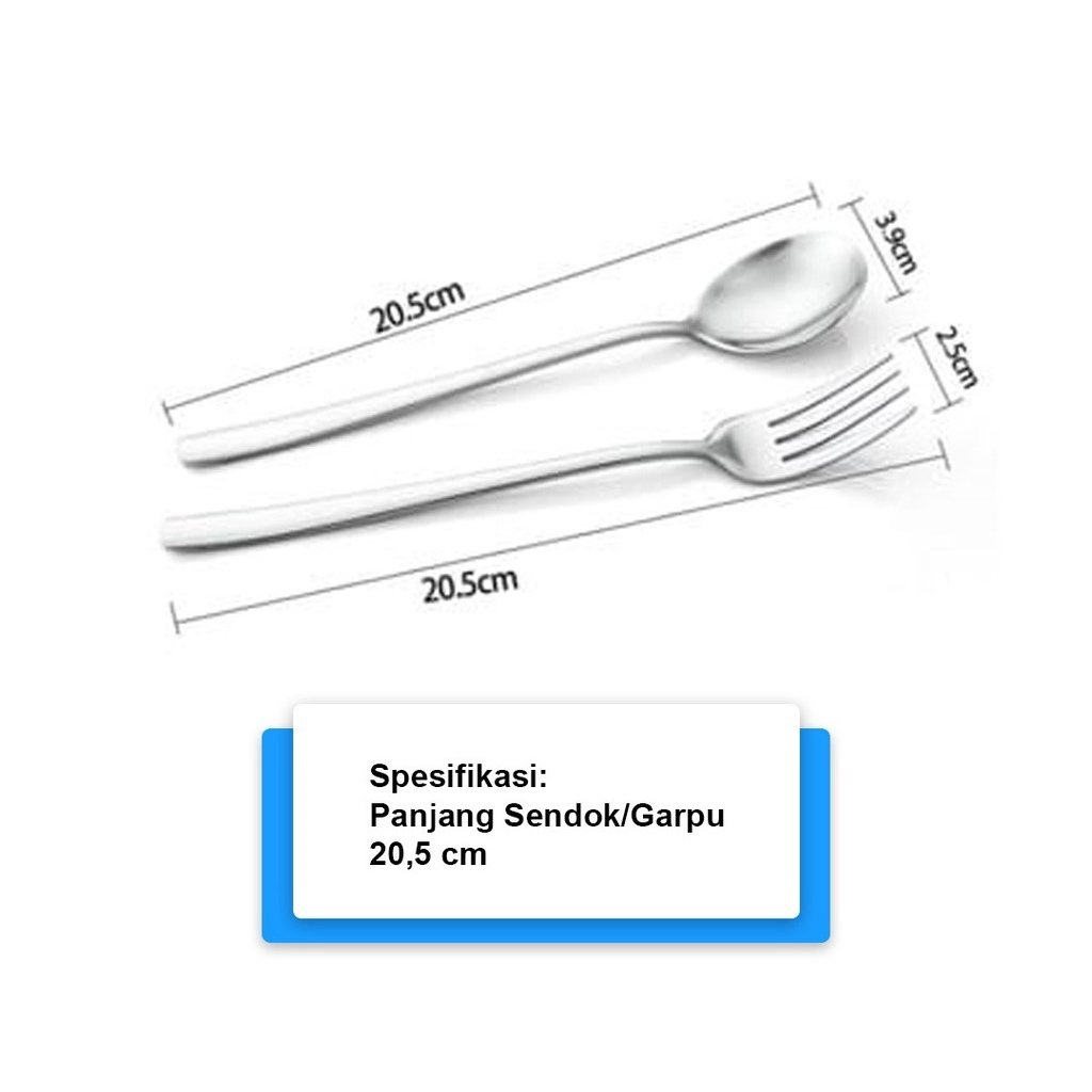 1 SET SENDOK GARPU KOREA STAINLESS KOREAN SPOON FORK SET STAINLESS