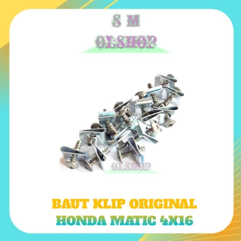 20 PCS  Baut Klip Honda Matic SILVER 4x16 Baut Klip Motor Honda Matic Baut Body Honda Matic Beat Vario Scoopy M4x16