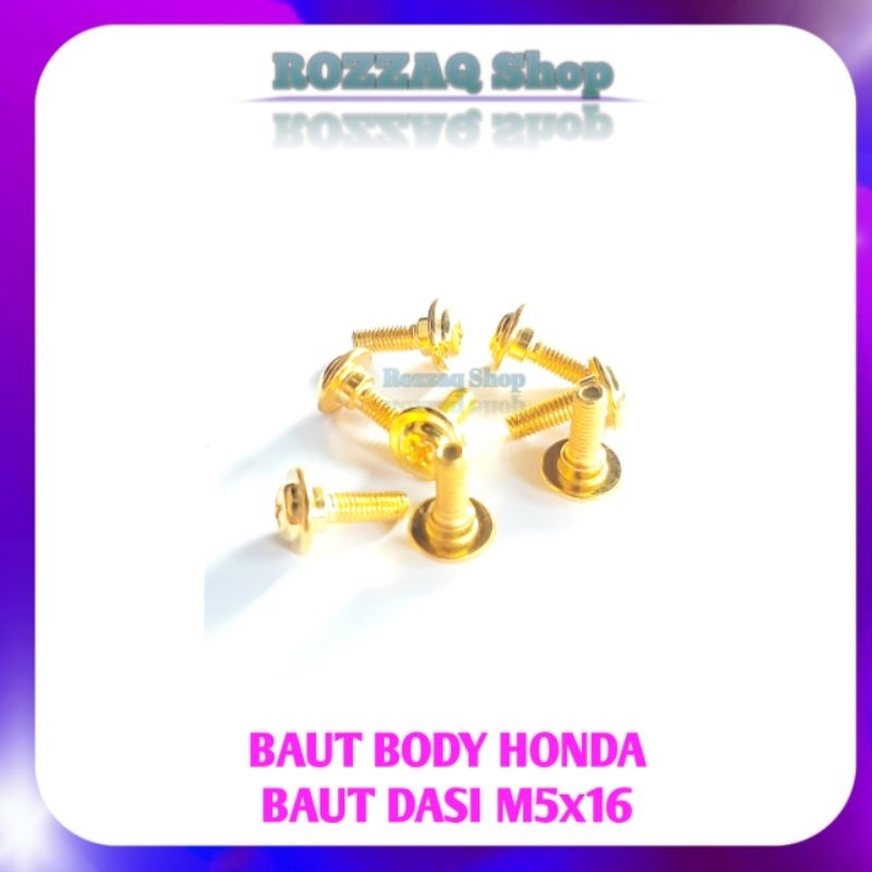 10 Pcs Baut Dasi GOLD 5x16 BAUT DASI REVO BAUT BODY Motor Honda Revo Ukuran M5x16