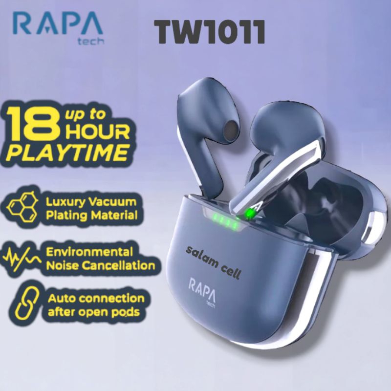 Headset Bluetooth RAPAtech AIR I TW1011 Bluetooth 5.3 18jam Tws Rapa Original Garansi Resmi