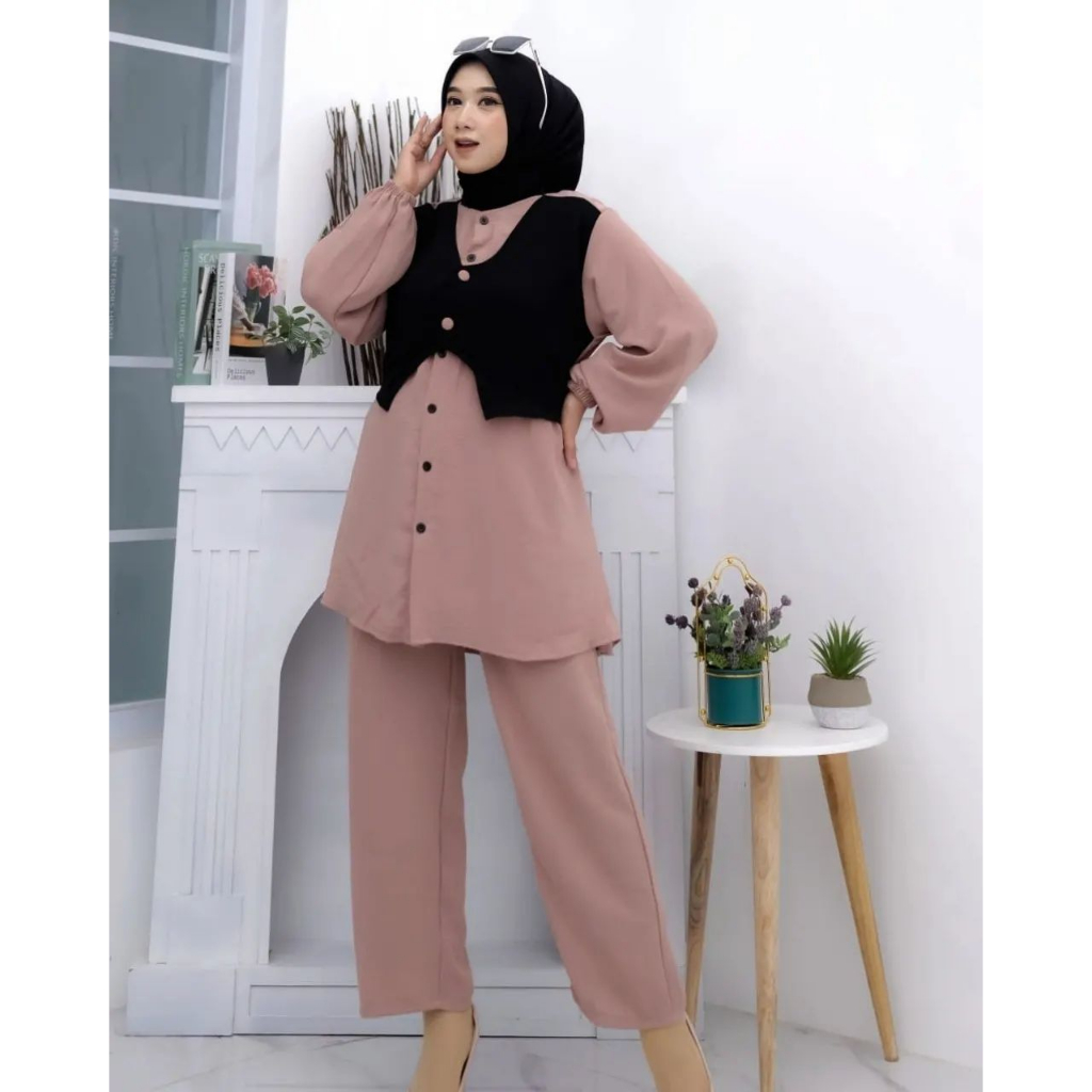 Big Sale Mamanda Saleha Kekinian Baju Wanita Stelan Atasan + Celana / One Set Muslim Wanita 2023 Artha Set Setelan