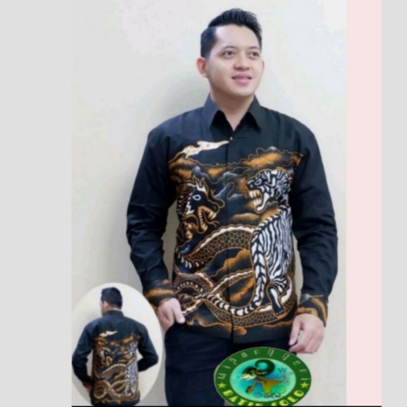 Baju Cowok Modern Kemeja Batik Pria Lengan Panjang Pendek Lapisan Dalam Furing Halus Katun Premium M