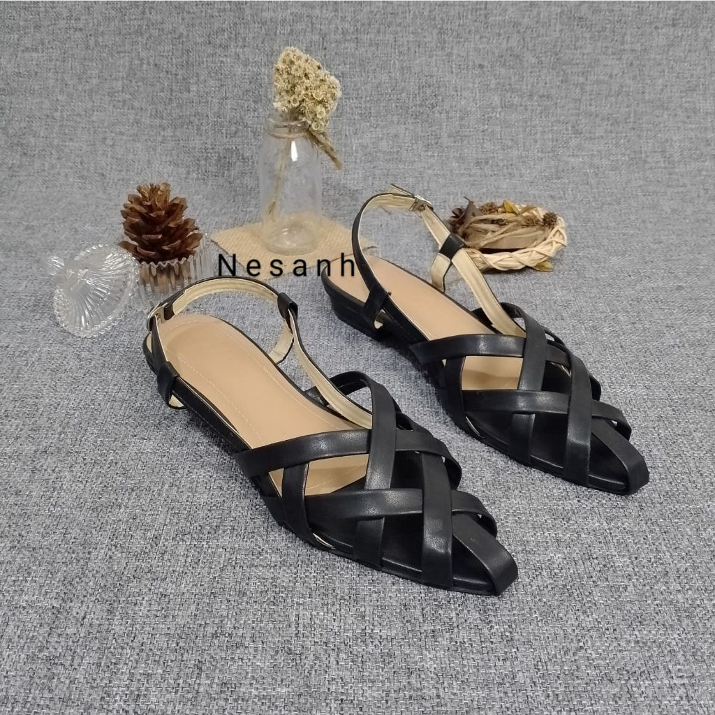 NESANH - JEAN Sepatu Sandal Mules Wanita Kekinian