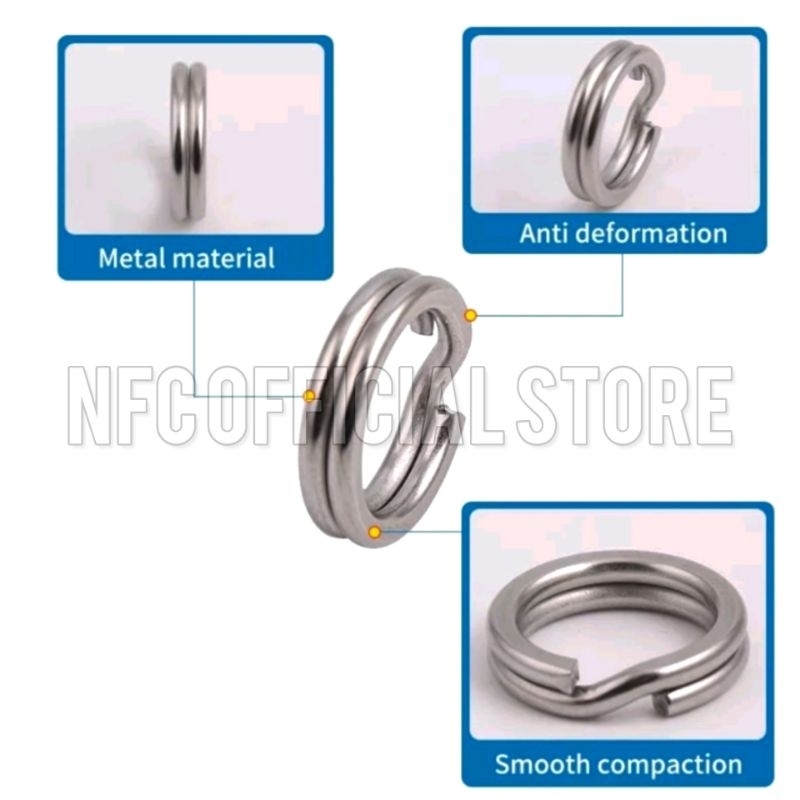 1 Pack isi 10 Pcs Ring Split Bahan Stainless Steel