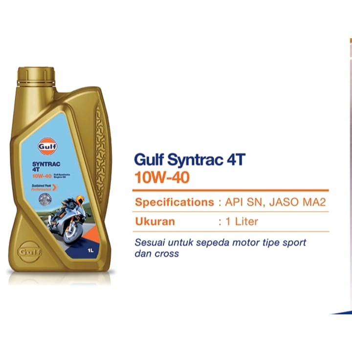 Oli Gulf Syntrac 4T 1liter API SN JASO MA2 10W-40