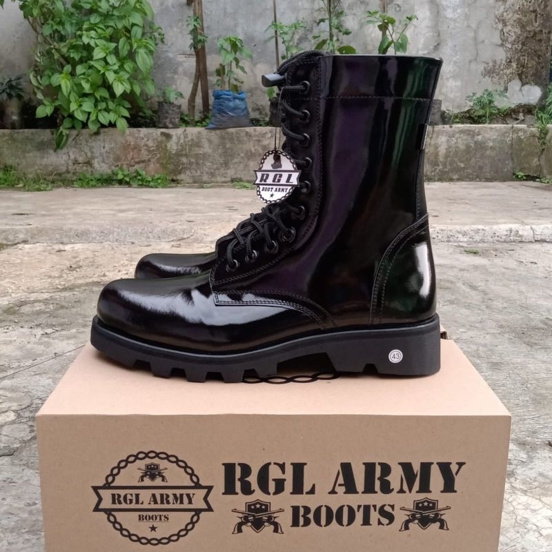 SEPATU PDL KULIT SAPI ASLI MENGKILAP MERK RGL SEPATU PDL DINAS LAPANGAN UNTUK TNI POLRI SECURITY SATPAM