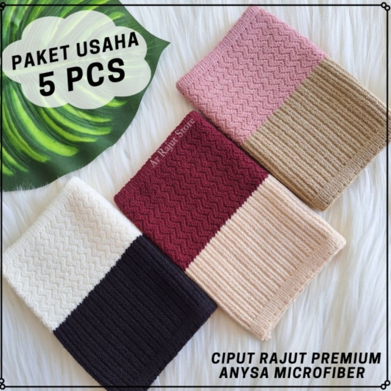 [PAKET HEMAT ISI 5 PCS]Ciput Rajut Inner Bandana Anysa Premium MIcrofiber 2 motif 2 warna Anti melar