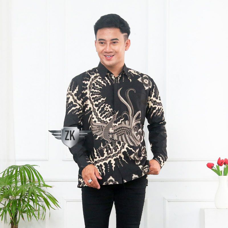 022 Zahira Batik HRB026 Kenongo Hem Kemeja Batik Pria Lengan Pendek  Katun Primis Halus M L XL