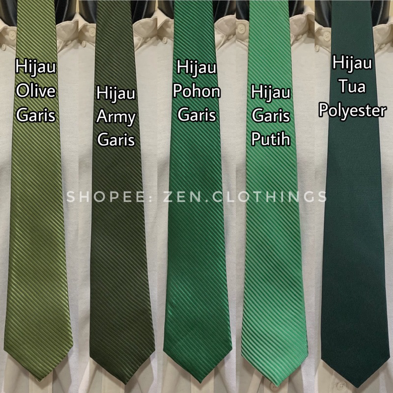 Dasi Panjang Pria Dewasa Warna Hijau Muda Olive Lime Terang dan Mint Ijo Army Gelap Green Emerald Tua Hijau Toska Sage Polos dan Motif Garis