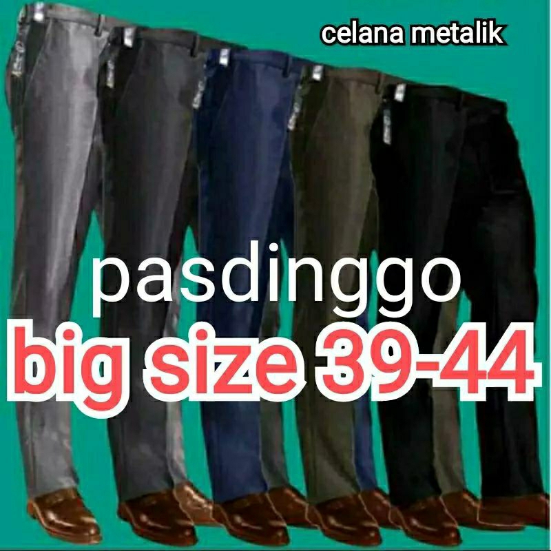 Celana Bahan Dasar Mengkilap Metalik Slimfit Kerja Kantor Formal